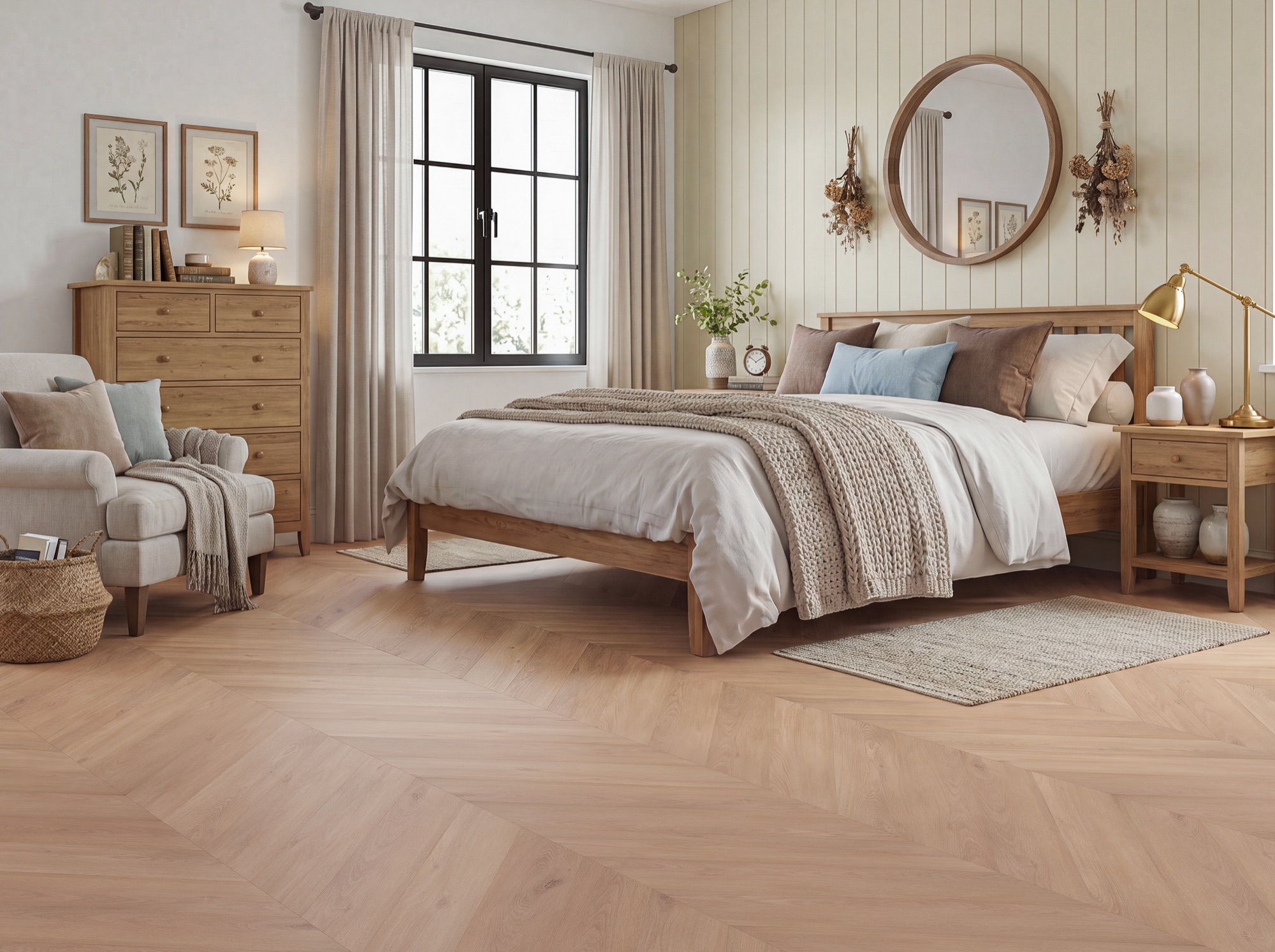A fitted engineered oak floor in a lived-in room