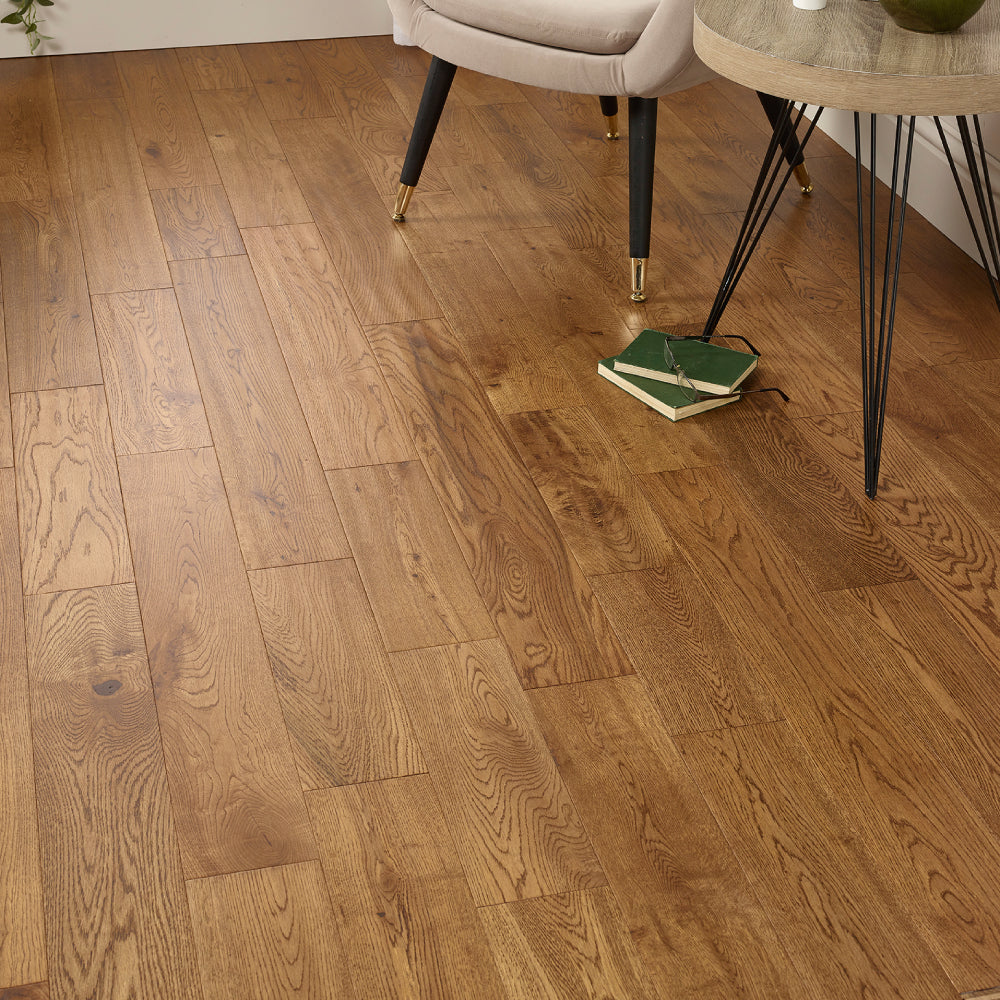Hatherley solid oak plank under a chair